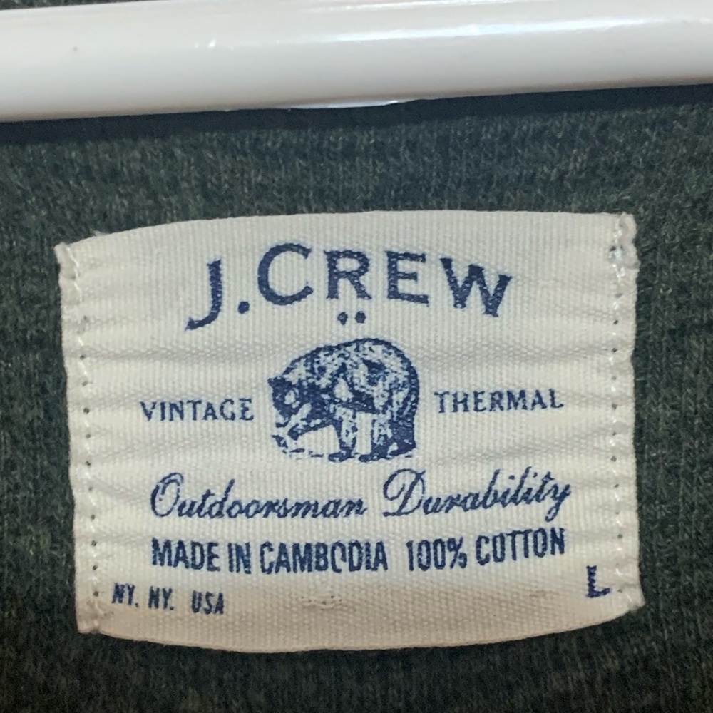 J. Crew Sweater Mens Large Wool Cotton Green Long Sleeve - Picture 3 of 3